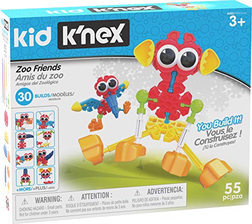 Kid K'NEX 85700 30 Model Zoo Friends Building Set, Kids Craft Set with 55 Pieces, Educational Toys for Kids, Fun and Colourful Building Toys for Boys and Girls, Construction Toys for 3 Year Olds +