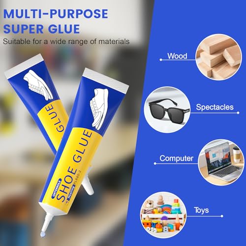 FairyPeach 2Pcs*60ml Schuhsohlenkleber, Schuhkleber Sohlenkleber Wasserfest, Kleber für Schuhsohlen, Schuhkleber Extra Stark, für Schuhen, Taschen, Gürteln, Lederjacken Verwendet Werden
