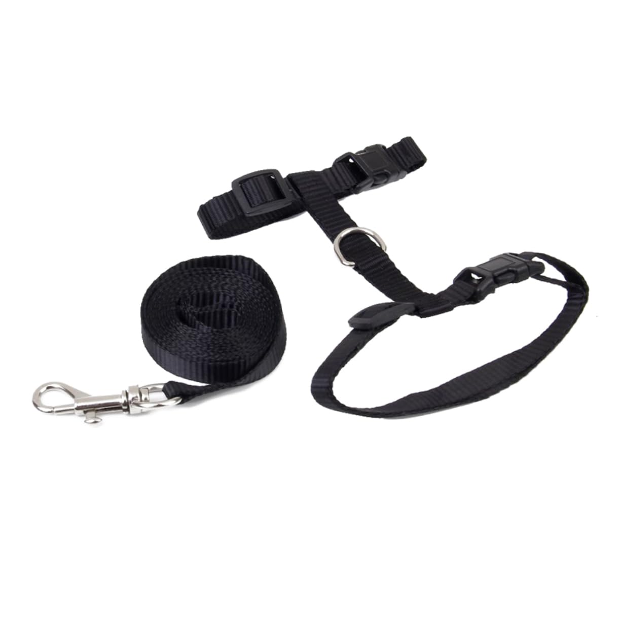 Levemolo Pet Cat Kitten Harness Matching Leash Nylon Safety Strap and Traction Rope Black