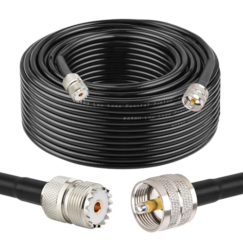 Câble coaxial CB à faible perte PL-259 UHF 20 m RG58 pour signal radio fluide