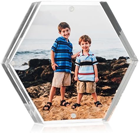 Acrylic Block Picture Frame - 5" - Stack-able Hexagon Shape