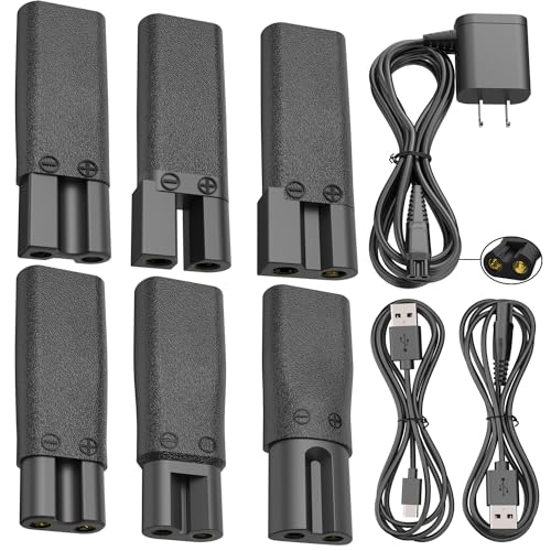 Upgraded 9PCS Replacement Shaver Charger Compatible with a Various Types of Electric Hair Clippers, Beard trimmers, Shavers, Beauty Instruments,Desk Lamps,Purifiers,Charging cable Type-C Power Cord
