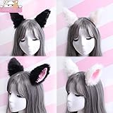 Sweet Lovely Anime Lolita Cosplay Fantasía Neko Cat Ears Pinza de pelo blanca con rosa para niñas (Color : Black+Pink)