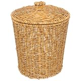 GATHINESS Cesto Portaoggetti Rotondo in Plastica con Coperchio, Contenitore di Immagazzinaggio ad Alta Capacità per Cucina e Camera