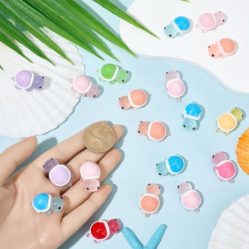 SUNNYCLUE 30Pcs Miniature Turtles Mini Glow in The Dark Figurines Resin Luminous Summer Sea Ocean Animals Tortoise Decor Figurine for Party Dollhouse Fairy Garden Micro Landscape DIY Crafts Supplies - Image 3