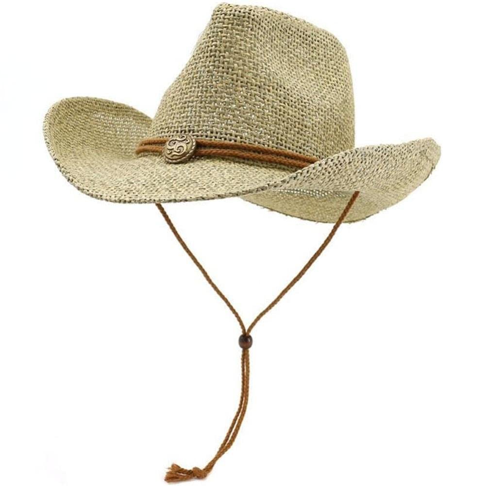 Bemvp Sombrero De Paja De Vaquero Occidental Gorra De Playa Retro De Moda Sombrero De Visera De Ancha para Exteriores para Hombres Y Mujeres