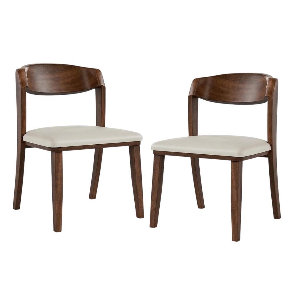 Abigail IV Rich Walnut Dining Chair Set of by Starlight Canyon Home – Solid Rubberwood, Solid Wood, Fabric, Brown, Pack of 2