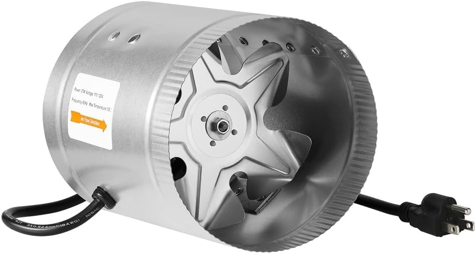 iPower 6 Inch 240 CFM Inline Duct Fan with Low Noise, Booster Exhaust for HVAC Ventilation in Grow Tent, Basements, Bathrooms and Kitchens, New