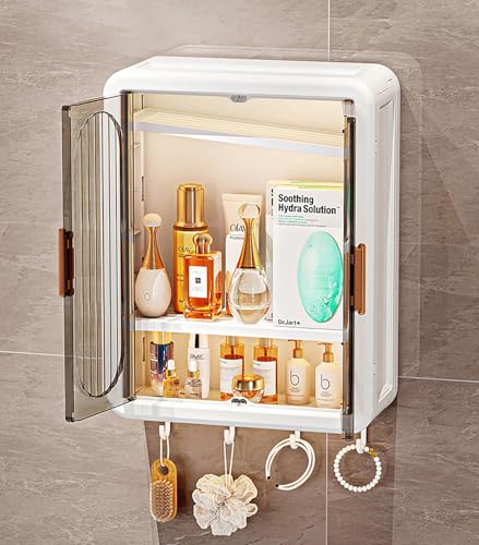 Image of House of Quirk Wall Mounted Bathroom Storage Rack - Punch-Free Magnetic Storage Box, Dust-Proof Organizer Rack for Home & Bathroom Essentials (White, Extra Large)