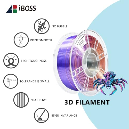 Image of iBOSS Silk Tri Color Green Purple Copper PLA+ Filament, Shiny Silk 3D PLA Plus Filament, Neatly Wound 1kg 3D Printer Filament 1.75mm + / -0.02mm, Fit for Most 3D FDM Printers