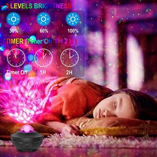 COOZI Star Projector Galaxy Night Light in Black  Projector Ocean Wave with Timer & Remote Control | 10 Kinds LED Projection Gift for Kids with Bluetooth Speaker for Bedroom, Christmas, Birthdays
