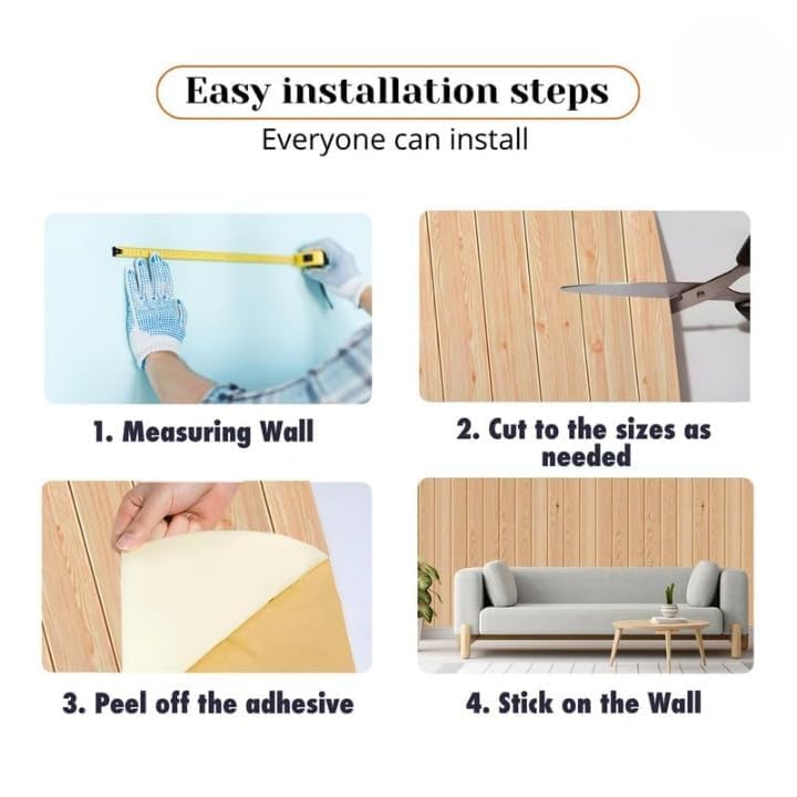 Image of Classic Wooden Design Wallpaper Self Adhesive Grain Wood Styled Wall Panels Peel & Stick Wall Tiles Waterproof Anti fouling Wall Sticker for Home Decor (70cmX70cm)