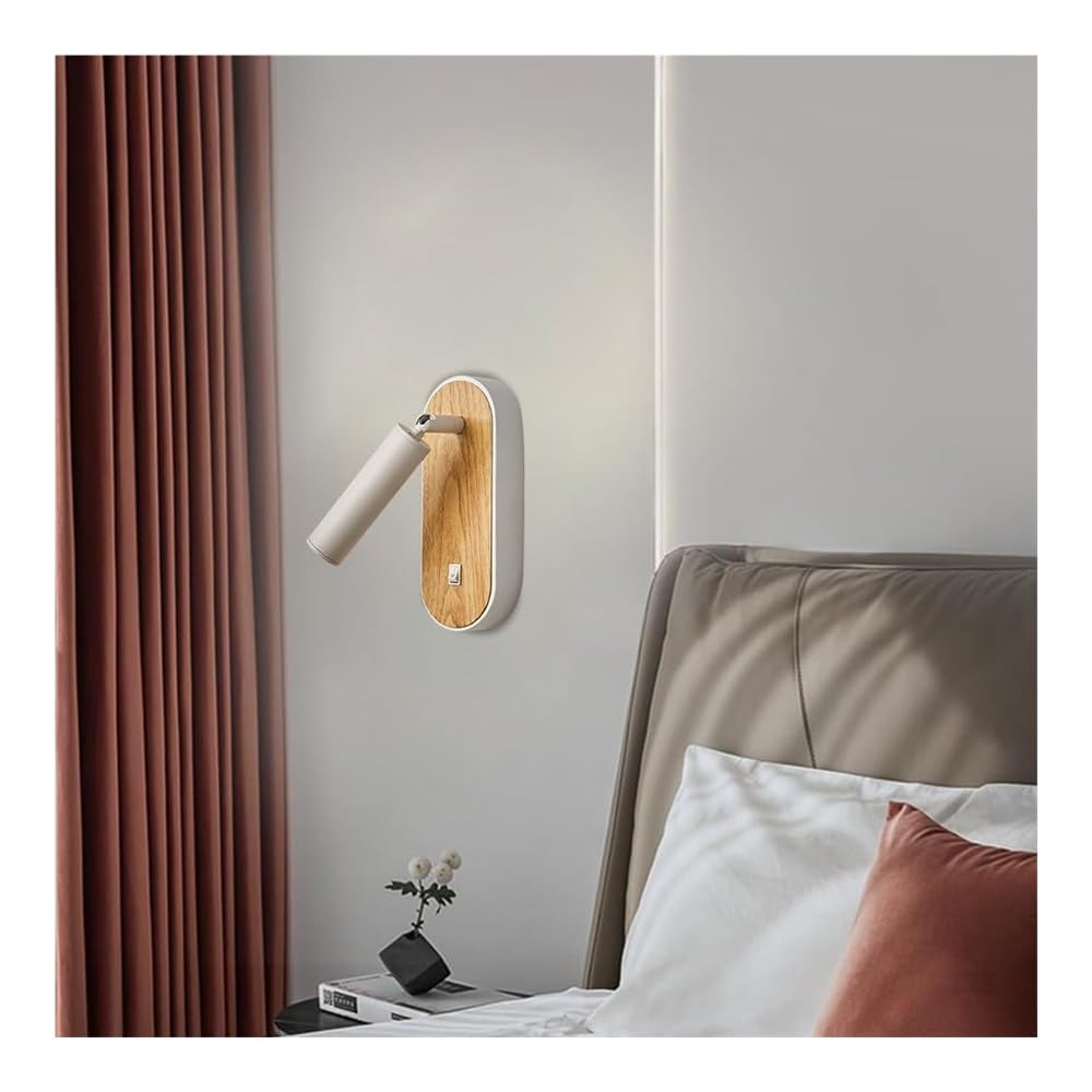 Genérico Lámpara de Pared Moderno Aplique de Pared LED de Aluminio con Veta de Madera Contemporánea para Dormitorio Sala de Estar Lectura Junto A La Cama (Veta de Madera Original)