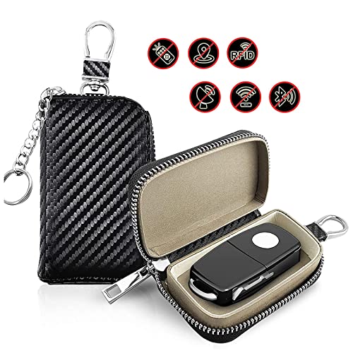 DONGKER Pochette Clé Voiture En Cuir Marron – Étui Imperméable Avec Crochet Et Porte-clés (8x4x2cm)