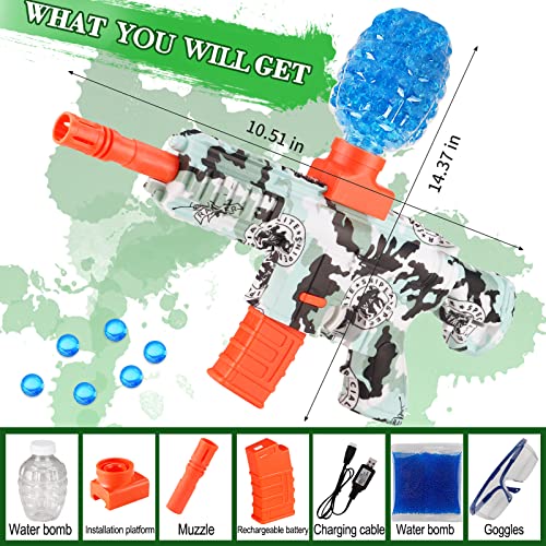 Funpraa Splatter Ball Gun, Gel Gun Blaster With 30000 Water Beads, Automatic Splat Ball Gun, Electric Gel Ball Blaster M416 For Outdoor Yard Activities Shooting Game, Gifts For Kids 12+, Green #TOP3