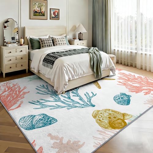 Tapis poils courts lavable impression 3D corail avec envers antidérapant - 6