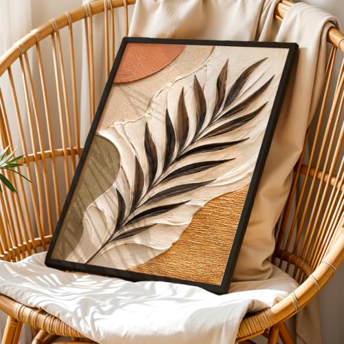 Image of NoWorries Floral Botanical Wall Painting with Frame | Premium Textured Flower & Leaf Artwork, Pastel Nature Wall Decor Framed for Living Room Bedroom Office and Home Decoration (Art-12,17x25inch)