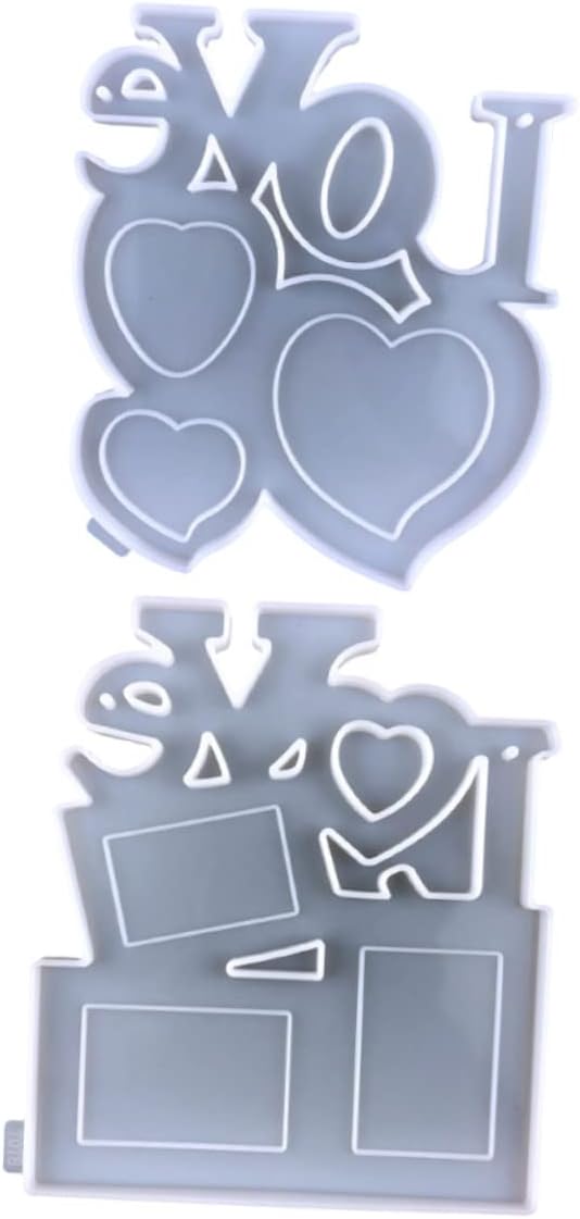 Veemoon 2pcs Mother's Day Picture Frame Mold Heart Shape Craft Mold for Handmade Photo Frames Creative Molding Kit for Family Projects and Home Decor