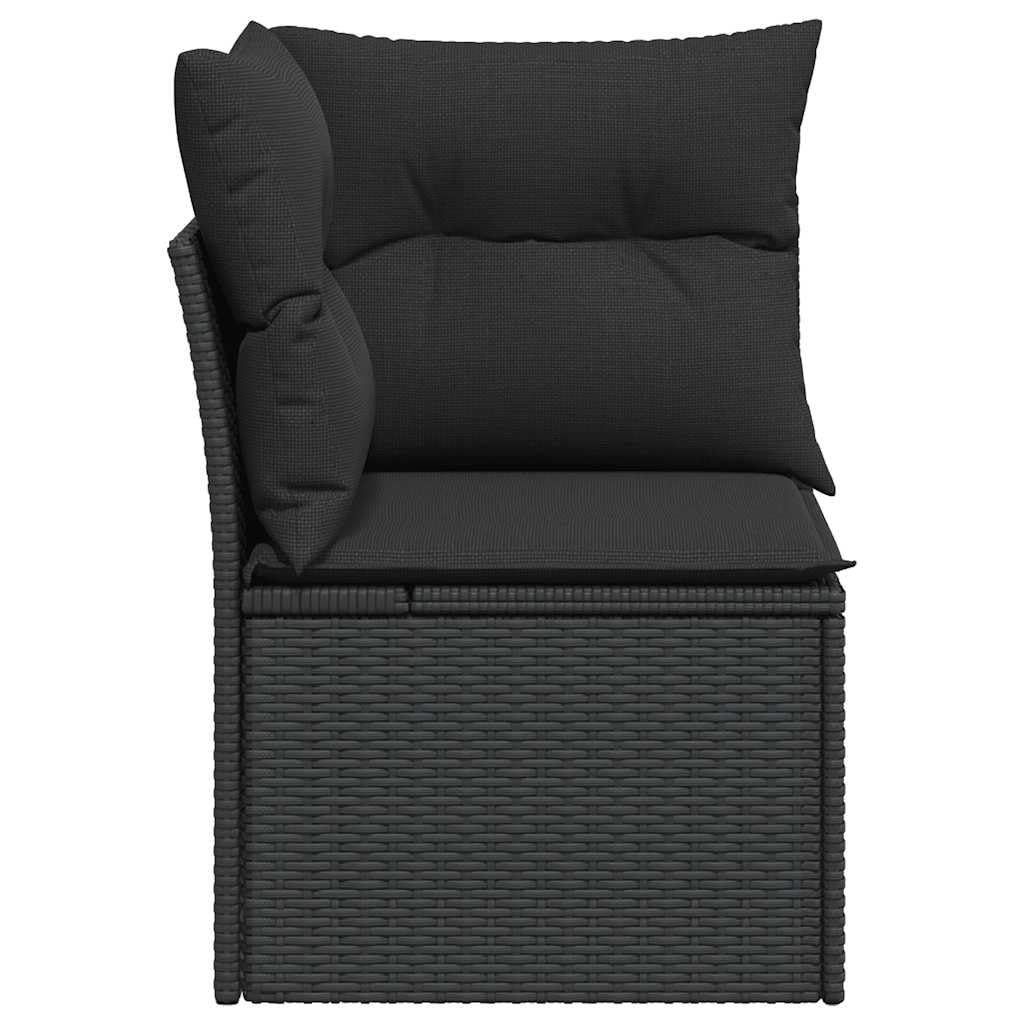 Sofa ogrodowa czarna rattanowa PE 62 x 62 x 69 cm z poduszkami