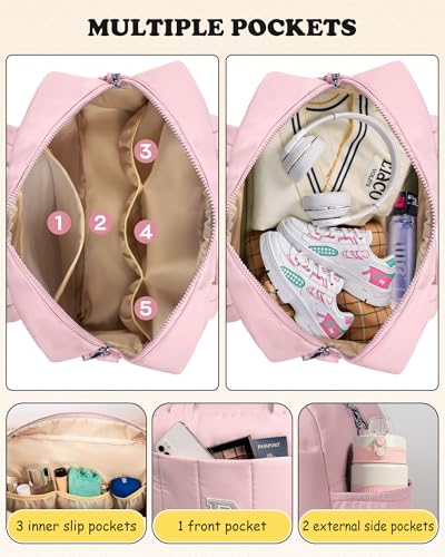 Friend Birthday Women Gift, Initial Duffel Bag, Personalized Woman Weekender Bag, Monogram Overnight Bag for Her, Girls Travel Bag with Makeup Bag, Friend Graduation Gift (Letter K) - Image 4