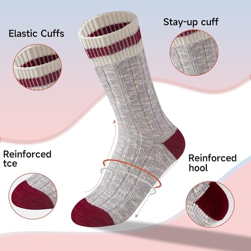 HENNY RUE 4 Pairs of Cotton Socks for Girl California American Style Handmade Chunky line Women's Mid-tube Socks.2