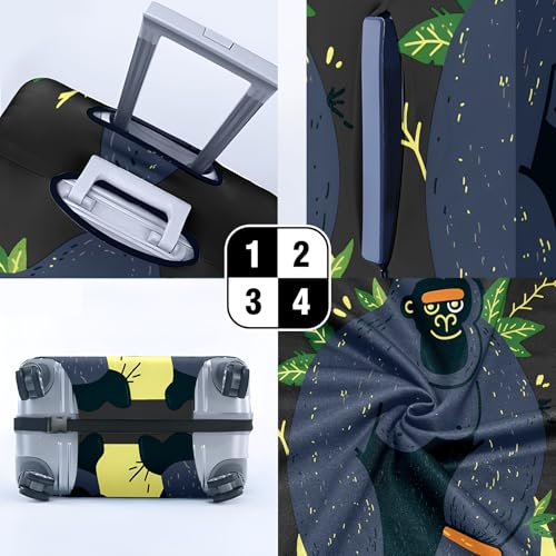Travel Luggage Cover Suitcase Protector Scratch-Resistant Fit Not Included Suitcase Black Monkey M-22-24in4
