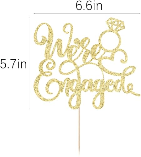 Miniatura 2 de Auteby Decoración para tartas de compromiso con purpurina (dorado)