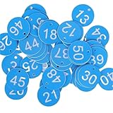 Etiquetas grabadas con números, Paquete de 100 etiquetas números secuenciales 1-100, 3,5 cm, redondas, multicolor(Blue)