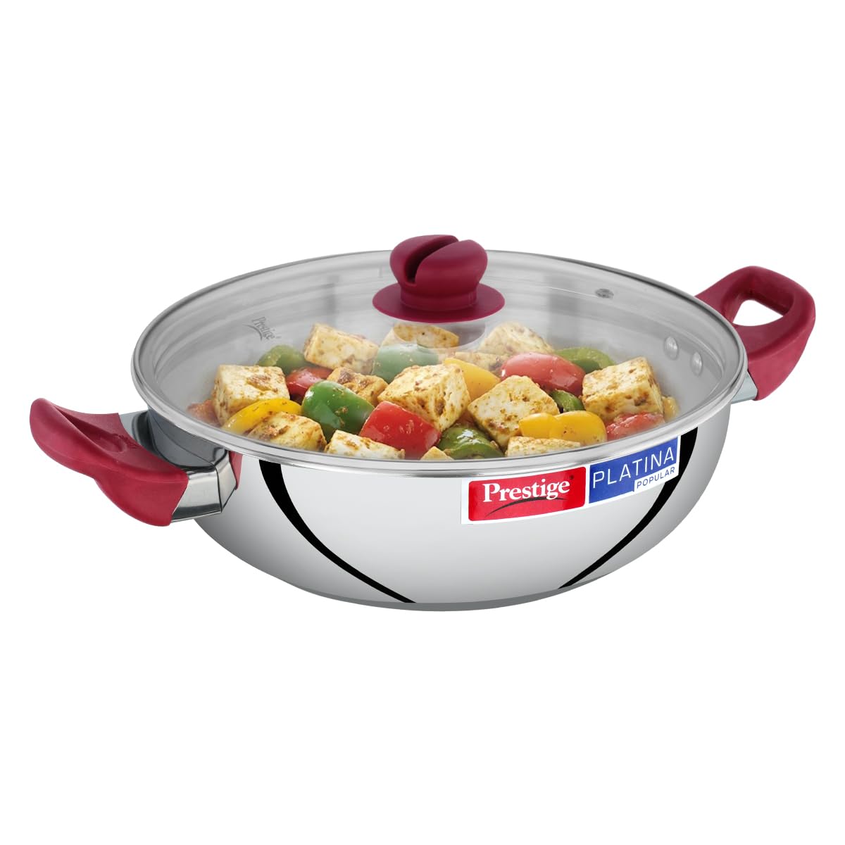 Prestige Platina Popular Stainless Steel Gas and Induction Compatible Kadai with Glass Lid, 300 mm-image-34