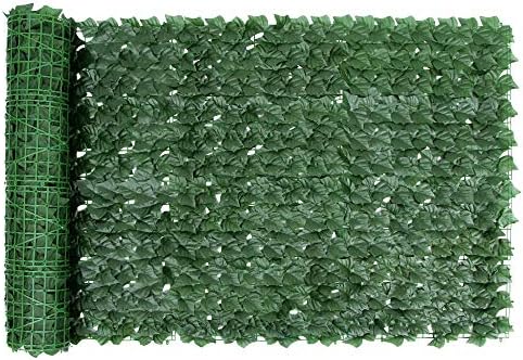 Fuobecie Artificial Ivy Fence Screen, Fence Screening Trellis with Artificial Leaves Privacy Trellis Roll for Balcony Outdoor Garden Wall Mat Decoration, Green (1 x 3 Meter)
