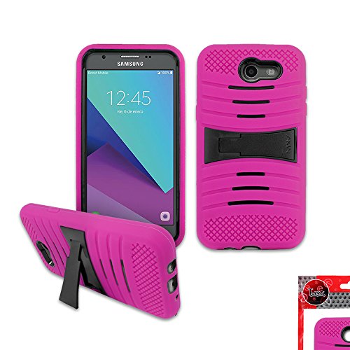 TMAN [Shockproof [Impact Protection] Hybrid Dual Layer Defender Protective Case Cover for Samsung Galaxy J3 Emerge/Galaxy J3 (2017) (Pink)