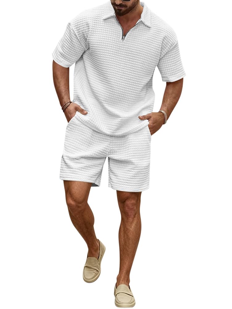 Chándal de Hombre 2 Piezas Manga Corta T-Shirt Jogging Pantalones Cortos de Deporte Conjunto Chándals Verano Polos Camisetas + Conjuntos de Shorts