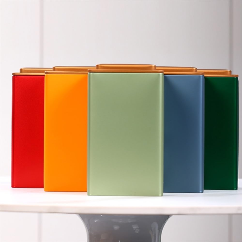 Latas De Té Contenedor de almacenamiento de té a granel, tarro cuadrado, lata sellada, tarro vacío, juego de té chino retro, juego de caja de regalo con tarro doble Tarro Para Guardar Té(A,M)