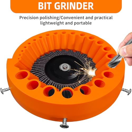 Drill Bit Sharpener Attachment for 125mm Angle Grinders (2-13mm Bits) - Revive Dull Bits & Extend Tool Life (Orange) - Thumbnail 6