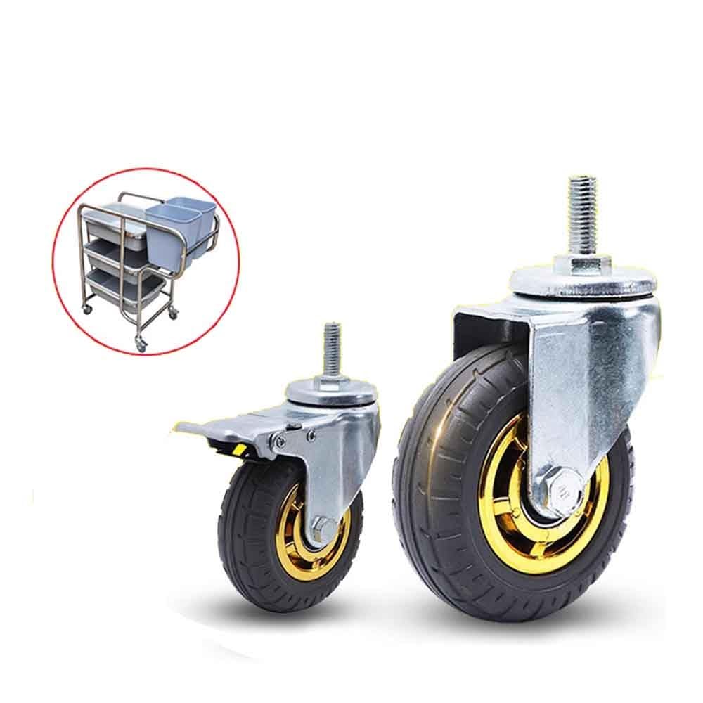 Rotelle Pivotanti con Perno Filettato M12*30mm Ruote Girevoli Silenziose con Freno Ruote in Gomma pesanti per mobili e apparecchi 4 pezzi (Color : Swivel, Size : 4inch)