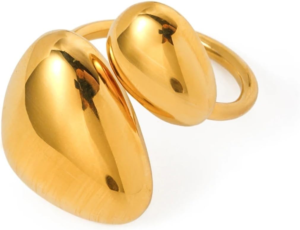 Shiny Stainless Steel Chubby Triangle Asymmetric Open Ring Glossy Popular Jewelry Party Gift 1Pcs