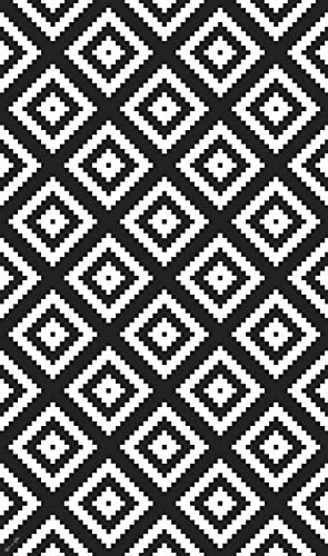 DobleUve Estudio Alfombra Vinílica Geométrica 08 | Color Negro | 300x200 cm | Alfombra Cocina Lavable Antideslizante |...