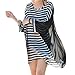 Women's Oversized Stripe Beach Bikini Swimwear Cover-up,Black Stripes