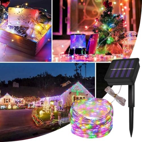 Fio fada LED Solar para Decoração, 100 LEDs, 10 Metros, Iluminaçã...