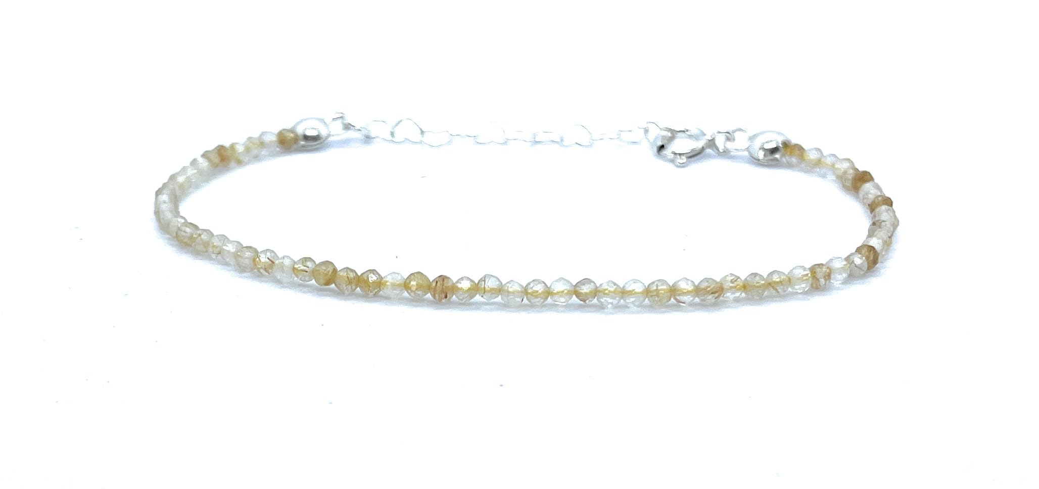 Bracelet citrine 2 mm argent massif réglable - Bijou lithothérapie - 3