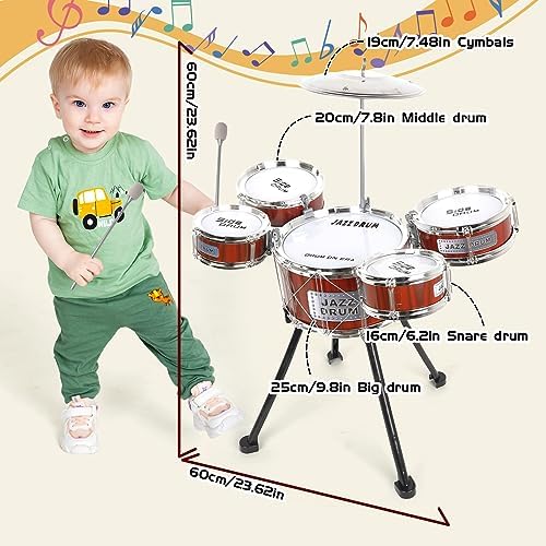 Toddler Drum Set Musical Toy Drum Set for Kids Rock Jazz Drum Kit with Stool, 2 Drum Sticks and 5 Small Drums Toys for 3 4 5 Year Old Boys Girls Gifts Ages 3-5 7 51WdFcXZTkL. AC