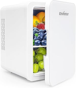 Enventor Nevera Pequeña Portátil 4L, Mini Nevera Portátil, Nevera Portátil Eléctrica 12V/220V con Funciones Frío y Calor, Mini Refrigerador para Skincare, Coche y Casa, Blanco