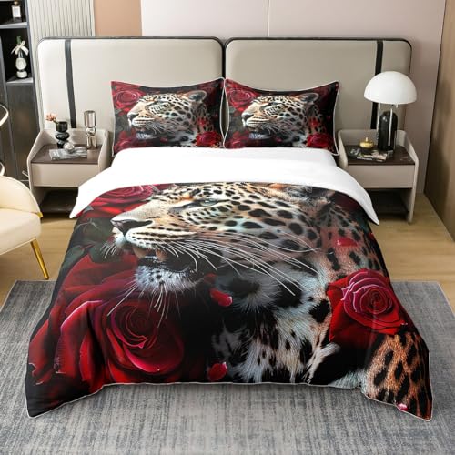 Homemissing Rose Leopard Bettbezug Set Leopard Betten Set Baumwolle Jungs Kinder Bettwäsche Angst 200x200cm Bettdeckenbezug Mit Kissenbezug
