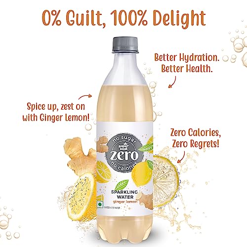 Image of Paper Boat Zero Ginger Lemon Sparkling (Fizzy) Water - Pack of 3, 600 ml Each | Zero Calories, Zero Sugar Drink | Sugar Free | Flavoured Carbonated Water | No Aspartame