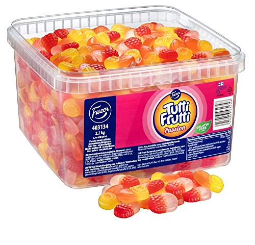 Bonbons Tutti Frutti Passion Fazer sans gélatine en boîte XXL 2,2 kg