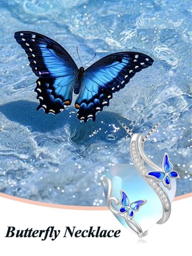 OCJ Dragonfly/Butterlfy/Bee/Sea Turtle Necklace for Women 925 Sterling Silver Moonstone Pendant Necklace Heart Animal Jewelry Gifts for Women2