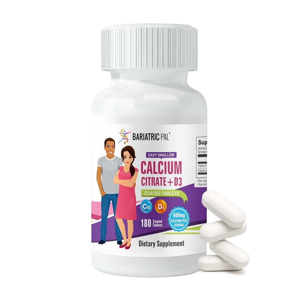 BariatricPalEasy Swallow Calcium Citrate (600mg) and D3 Coated Tablets (30-Day Supply)