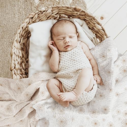 Image of lulumoon Baby Muslin Swaddle Blankets: Soft Receiving Blanket for Newborn - Cotton Swaddling Blankets for Neutral 3Pack(SandDaisy)