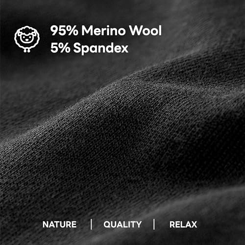 ACUSHLA Merino Wool Boxer Briefs for Men - Breathable Soft Odor Control Base Layer Underwear Long-leg and Trunk Underpants, Black M4