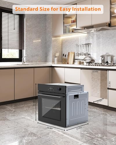 Image of 24 Inch Built-in Electric Single Wall Oven, 2.5 Cu.ft Convection Oven with 8 Cooking Functions, 500℉ Max Temperature, Stainless Steel Touch Control Oven, 3-Layer Tempered Glass Door